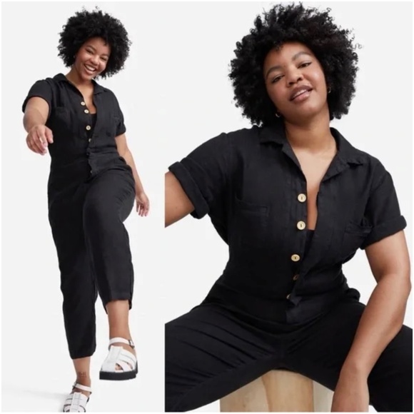 Mate the Label Linen Short Sleeve Jumpsuit - Picture 2 of 6